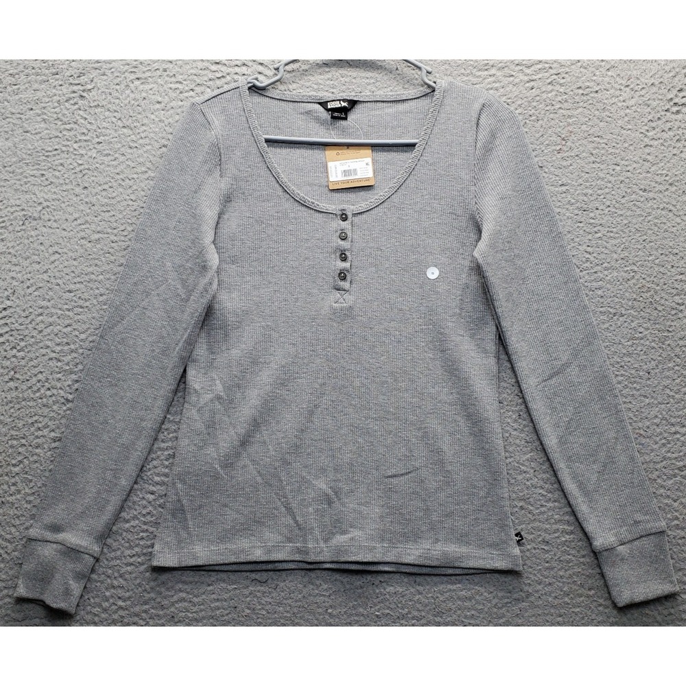 Eddie Bauer Infinity Thermal Henley Shirt Womens Small Gray Heather Long Sleeve